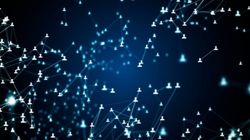 Futuristic Digital Network Connecting People Icons Background