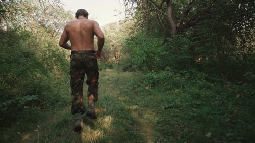 The Strong Bearded Fighter Runs in the Forest