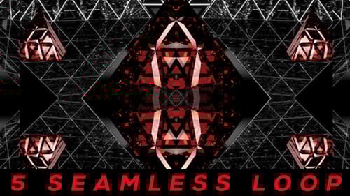 Abstract Red Crystal Geometric Kaleidoscope Animation