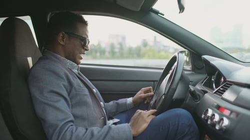 Stressed Young Adult in Car Ready to Drive