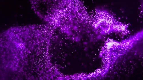 Abstract Purple Glitter Particles Flowing Background
