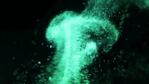 Abstract Green Glowing Particles Fluid Motion Background