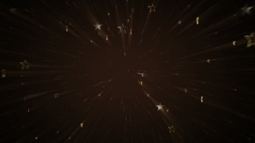 Golden Stars Flying Through Space Loop Background