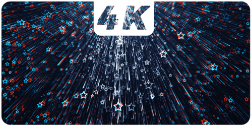 Dynamic Red White Blue Stars and Light Streaks Loop Background