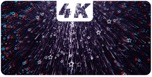 Dynamic Red and Blue Stars with Bright Light Rays Background