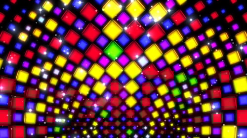 Dynamic Neon Glowing Squares Grid Loop Background
