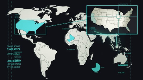 Global Network World Map with Digital Data Connections