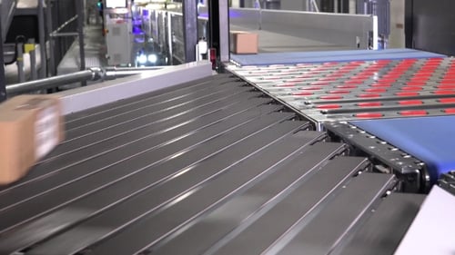 Conveyor Belts Transporting Cardboard Boxes