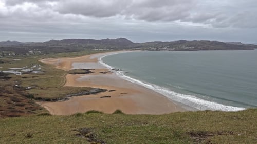 Aerial View of Sandy Beach in Donegal, Ireland