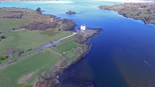 Aerial of the Historic Doe Castle, Donegal, Ireland