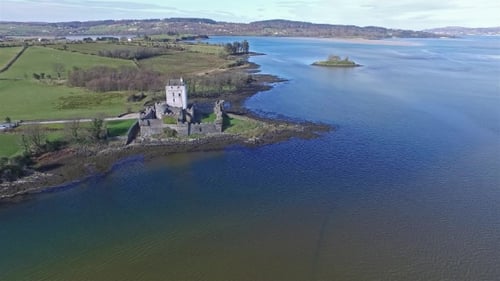 Aerial of the Historic Doe Castle, Donegal, Ireland