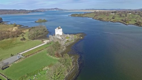 Aerial of the Historic Doe Castle, Donegal, Ireland