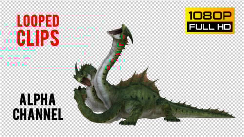 Looped Fantasy Creature Three-Headed Dragon Animation