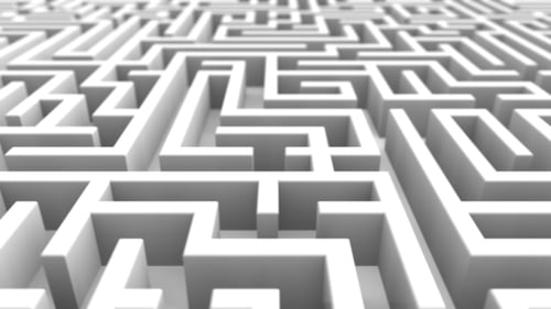 Clean 3D White Maze Exploration Flythrough