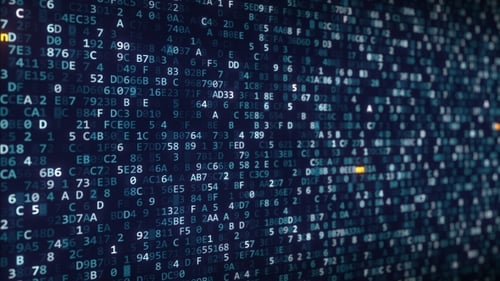 Omni Captions Appearing Among Changing Hexadecimal Symbols on a Computer Screen