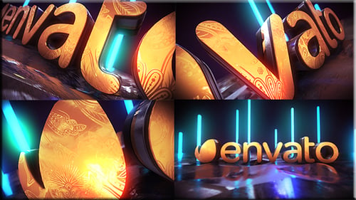 Golden Metallic Neon Logo Reveal Intro
