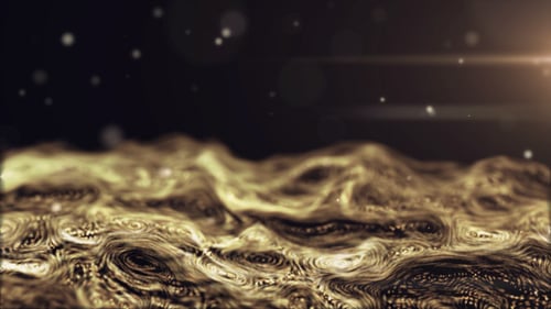 Abstract Golden Fluid Particle Waves Motion Background