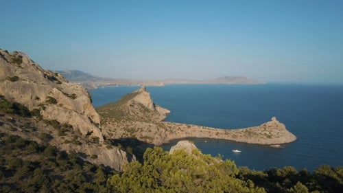 Aerial Shooting of a Beautiful Blue Bay in Crimea