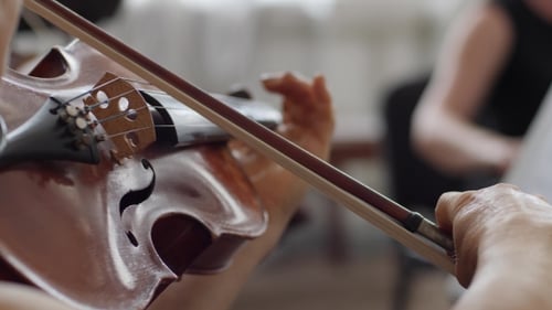 Violin Playing Close Up Indoors