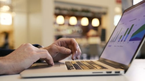 Business People Working Computer in Office Typing Fingers on a Laptop Keyboard