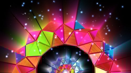 Abstract Geometric Tunnel Animation with Glowing Colorful Triangles