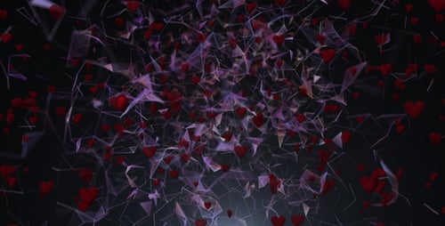 Animated Flying Hearts Abstract Connection Background