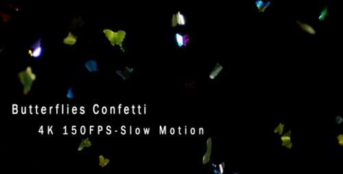 Abstract Footage of Colorful Confetti Falling on Black
