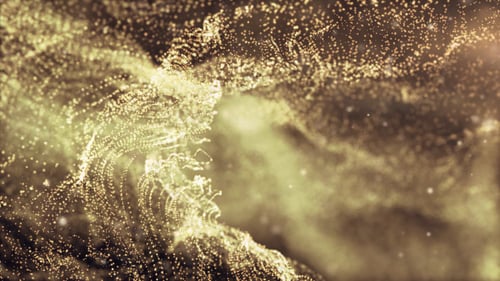 Abstract Golden Fluid Particles Waving Background Animation