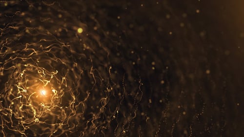Abstract Golden Particle Flowing Light Energy Background