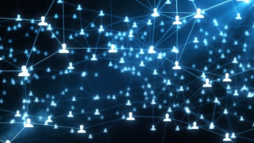 Animated Digital Network of Connected People Icons