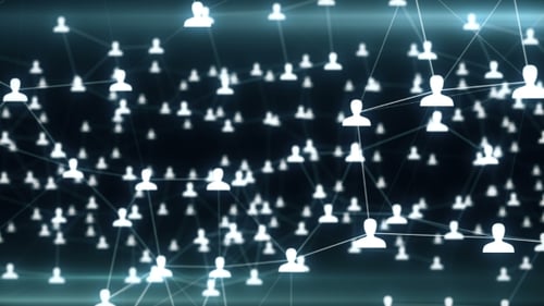 Digital Network Connections with Glowing User Icons Animation