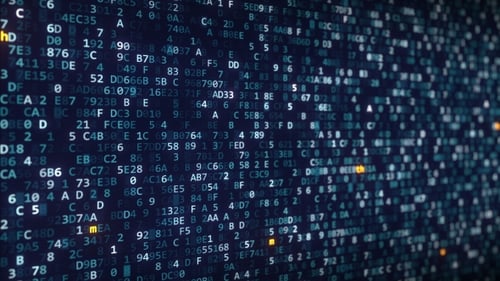 Ethereum Captions Appearing Among Changing Hexadecimal Symbols on a Computer Screen