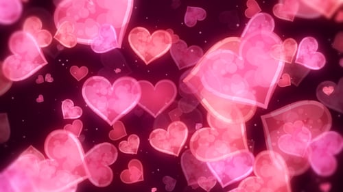 Romantic Floating Pink Hearts Background Animation