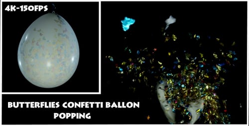 Balloon Pops and Confetti Bursts on Black Background