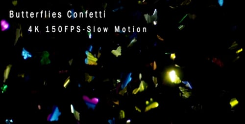 Colorful Confetti Falling Against Black Background