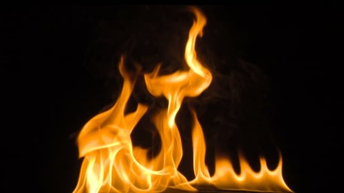 Fire Isolated Over Black Background.