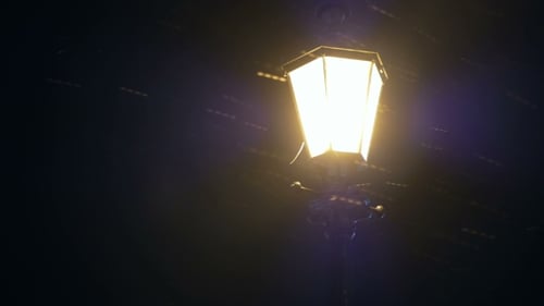 Street Lamp Falling Snow