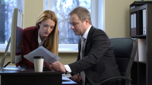 Colleagues Doing Paperwork in the Office