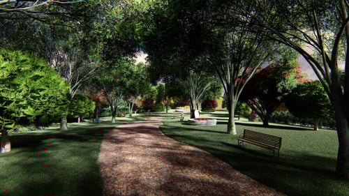 Animated Walk Through Lush Green Park Path