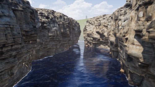 3D Fly Through Animation of a Scenic Water Canyon