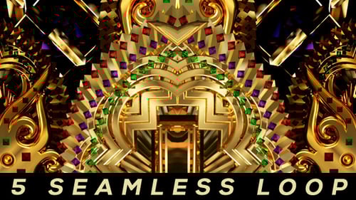 Ornate Gold and Gemstone Kaleidoscopic Animation Loop