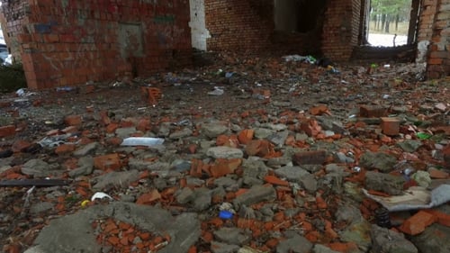 Old Destroyed Brick Building of the Former House