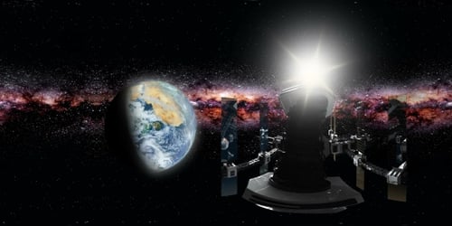 International Space Station Orbiting Earth in Virtual Reality
