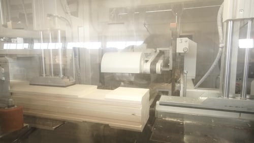 Woodworking Machine Processing Wood and Timber at the Milling Beam
