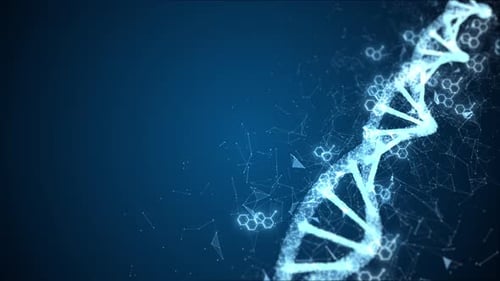 Abstract DNA Helix Animation with Particle Plexus Effect