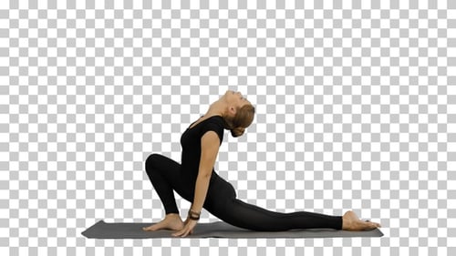 Bbeautiful young woman wearing black sportswear, Alpha Channel