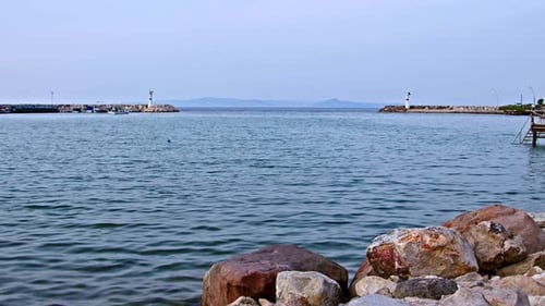 Lighthouses And Cliffs On The Marine Beach