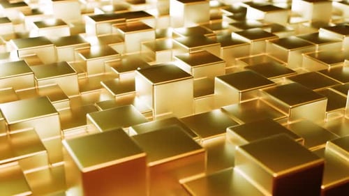 Abstract Gold Cubes Pulsing Geometric Animation