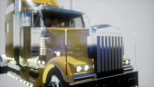 Modern 3D Semi Truck Render with Chrome Accents and Light Flares