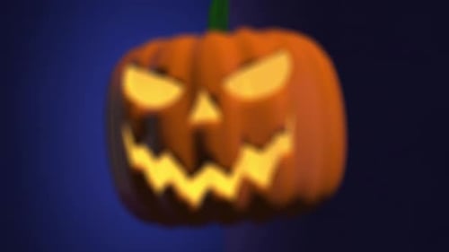Glowing 3D Halloween Jack-o'-Lantern Animation